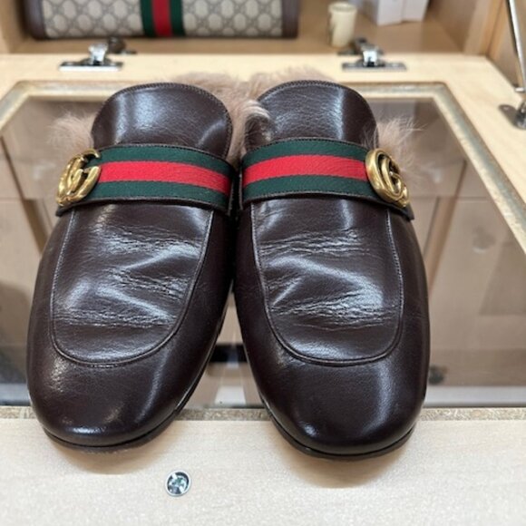 Gucci Brown Web Accent Leather Mules Size 9 - Picture 5 of 7